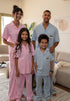 Girls Summer Sheep PJ Set Rose Buttoned Shirt + Pants